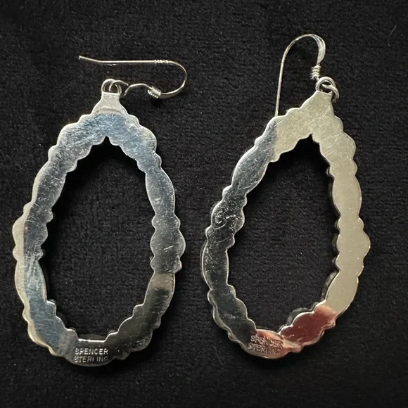 Beautiful handmade native Americans, sterling, silver and turquoise earrings - Picture 2 of 3